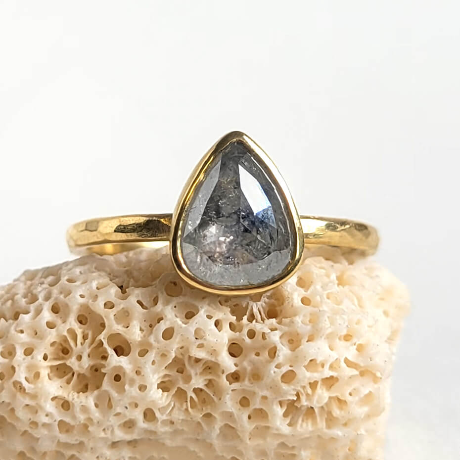 Teardrop Rosecut Ice Diamond Ring in Yellow Gold