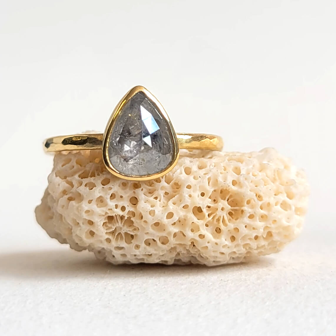 Teardrop Rosecut Ice Diamond Ring in Yellow Gold
