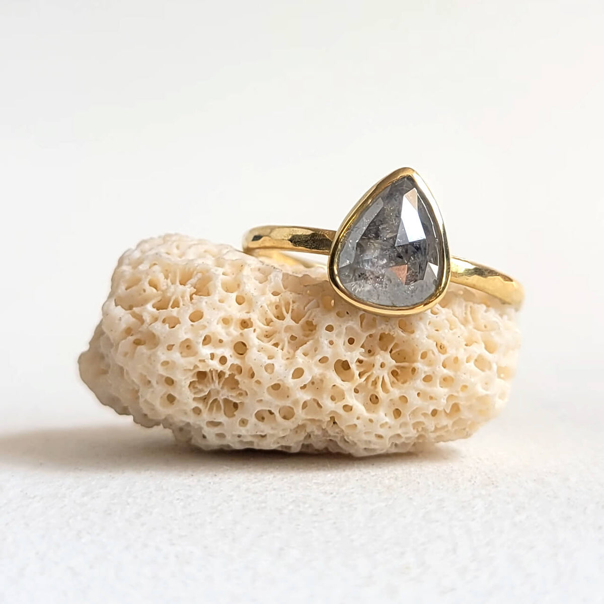 Teardrop Rosecut Ice Diamond Ring in Yellow Gold