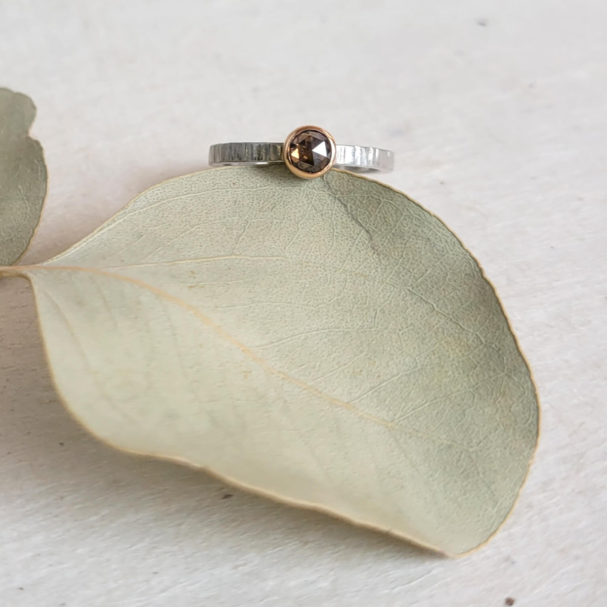 Rose cut Cognac Diamond Engagement Ring