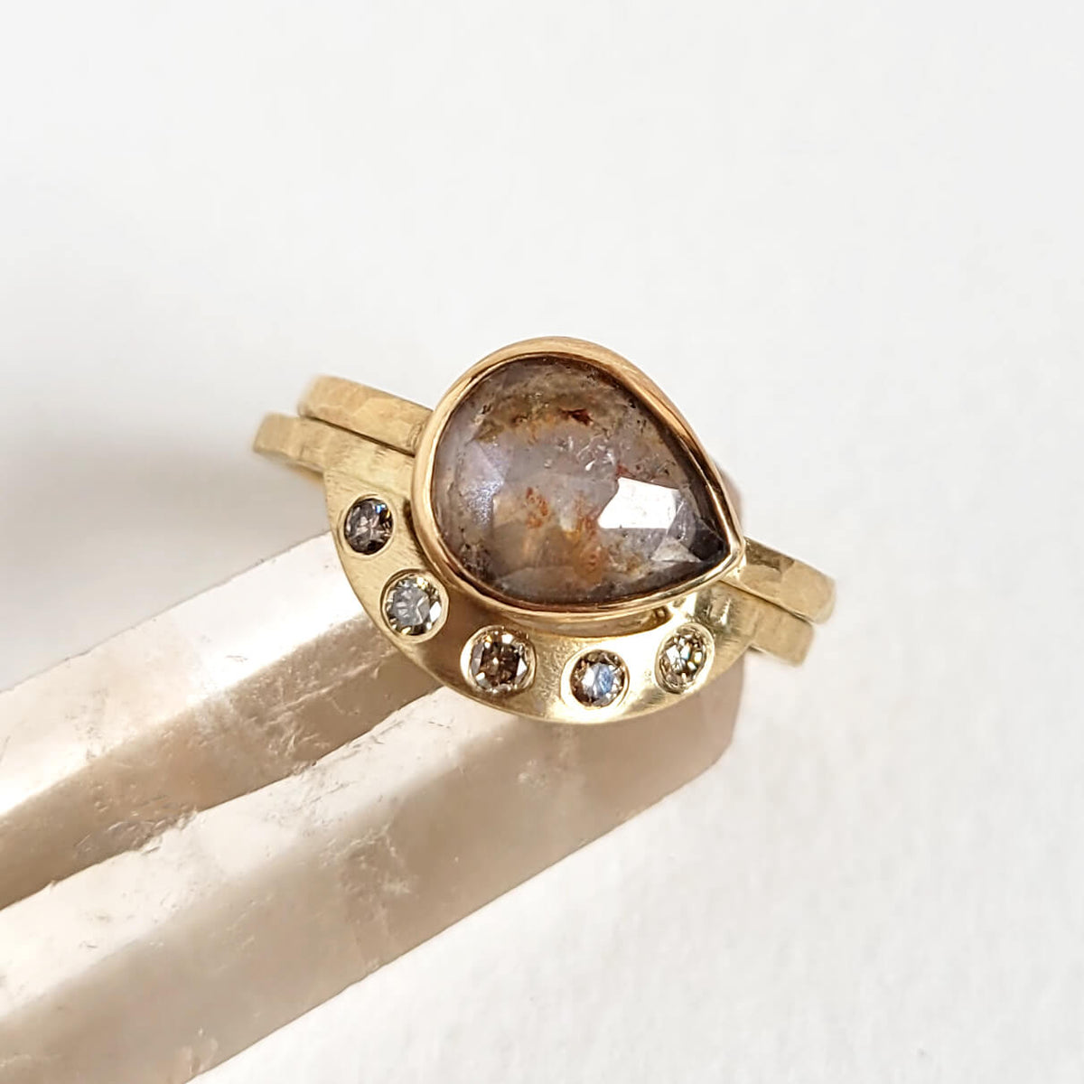 Champagne Diamond Contour Band in 14k Yellow Gold
