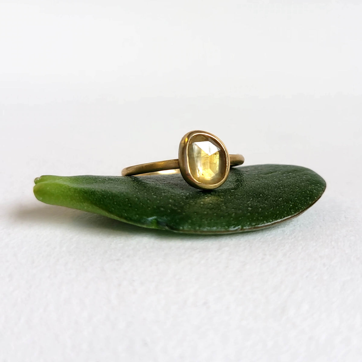 Organic Yellow Sapphire Ring in Yellow Gold