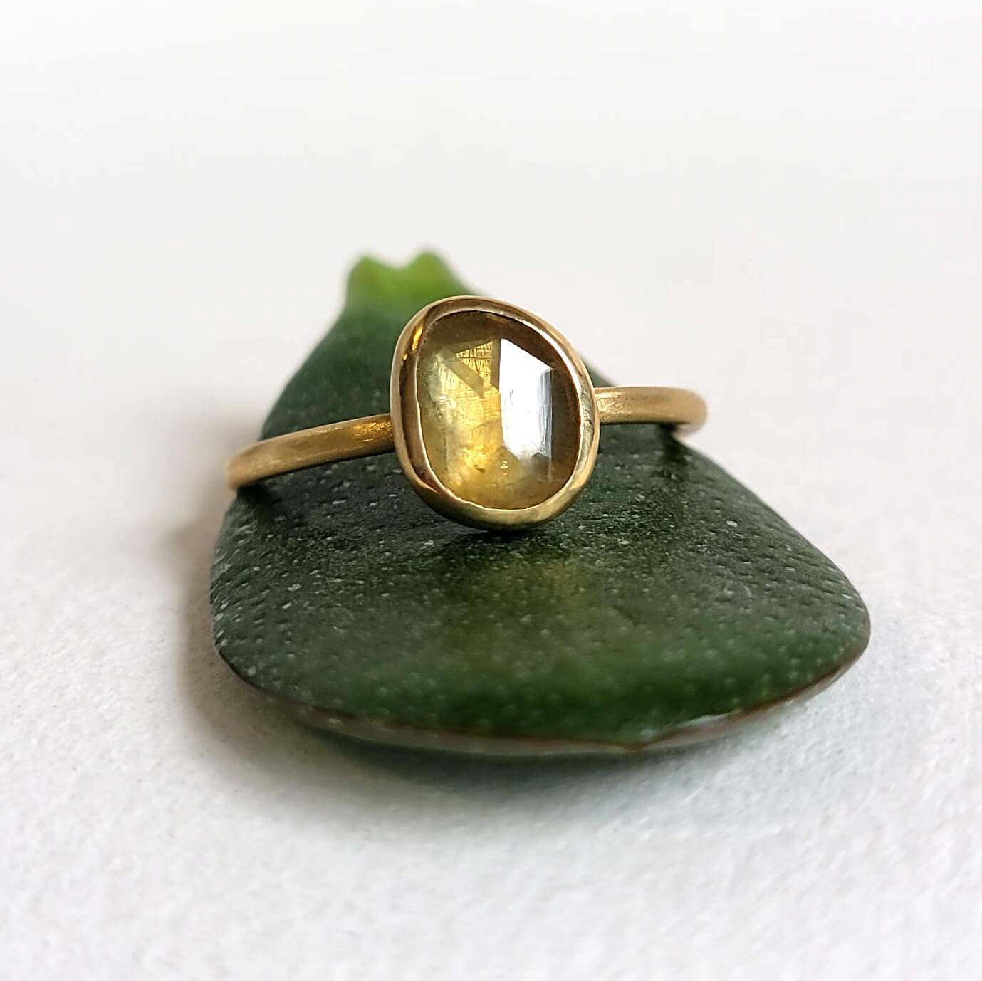 Organic Yellow Sapphire Ring in Yellow Gold