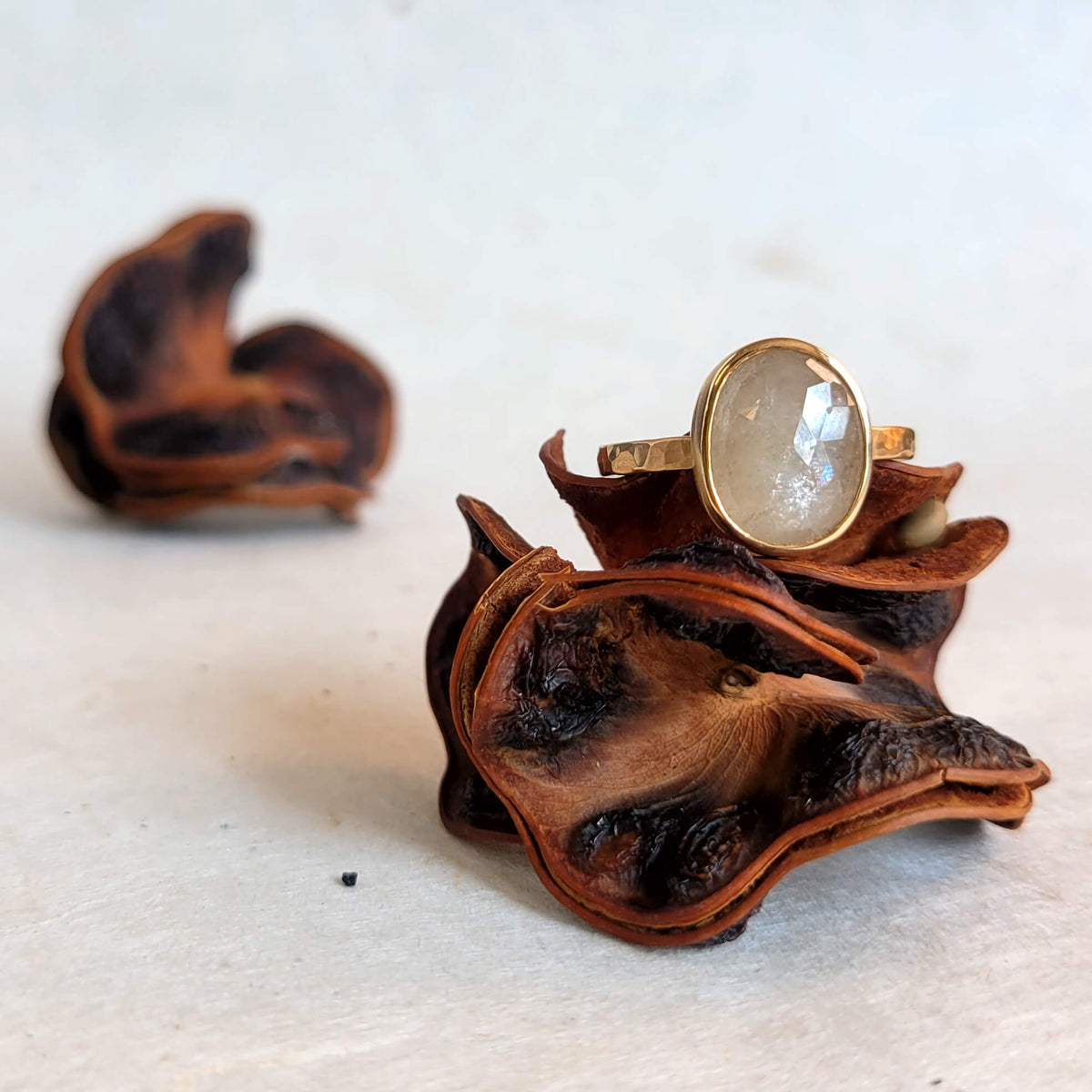 Cream Sapphire Ring in Yellow Gold