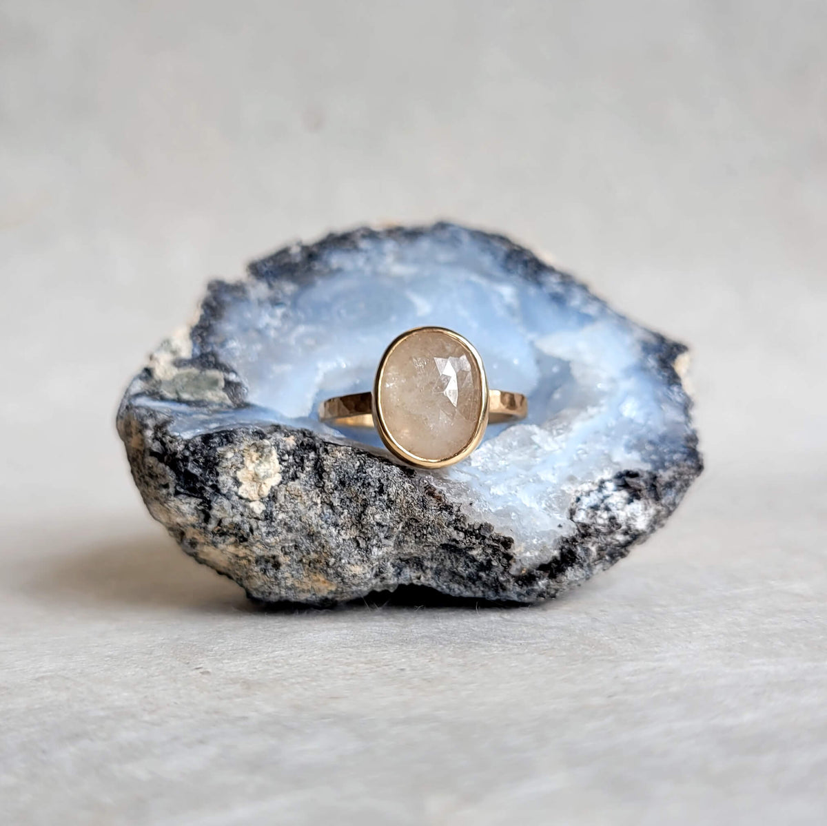 Cream Sapphire Ring in Yellow Gold