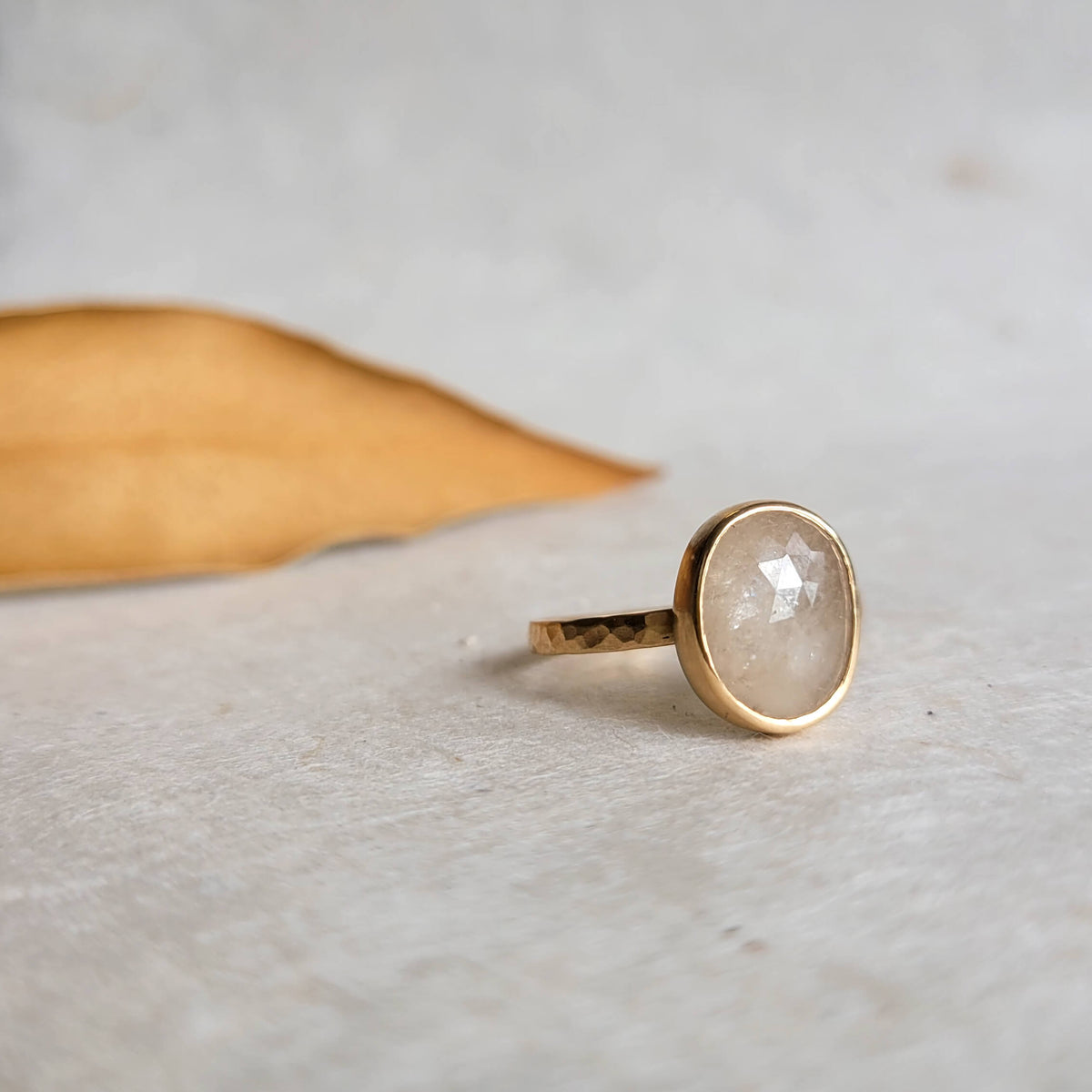 Cream Sapphire Ring in Yellow Gold