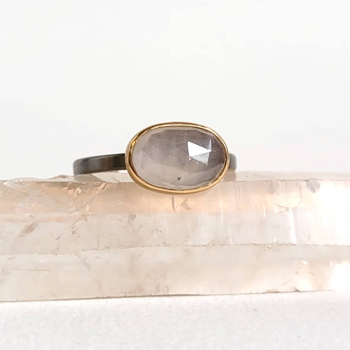 White Sapphire Ring in Palladium