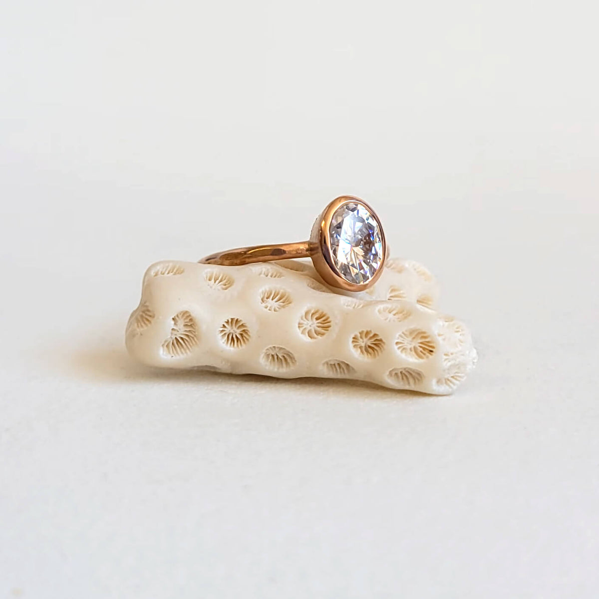 Oval Brilliant Cut Moissanite Ring in Rose Gold