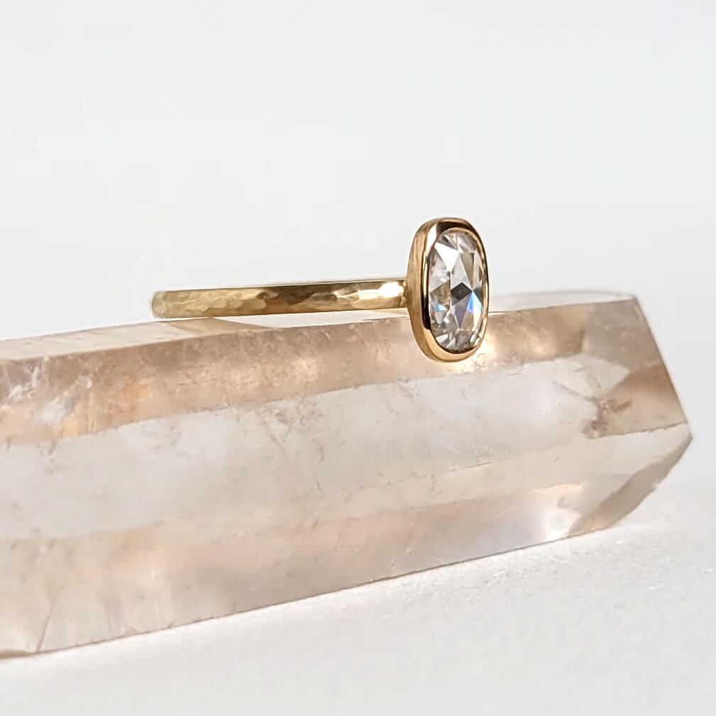 Antique Cushion Cut Moissanite Ring in Yellow Gold