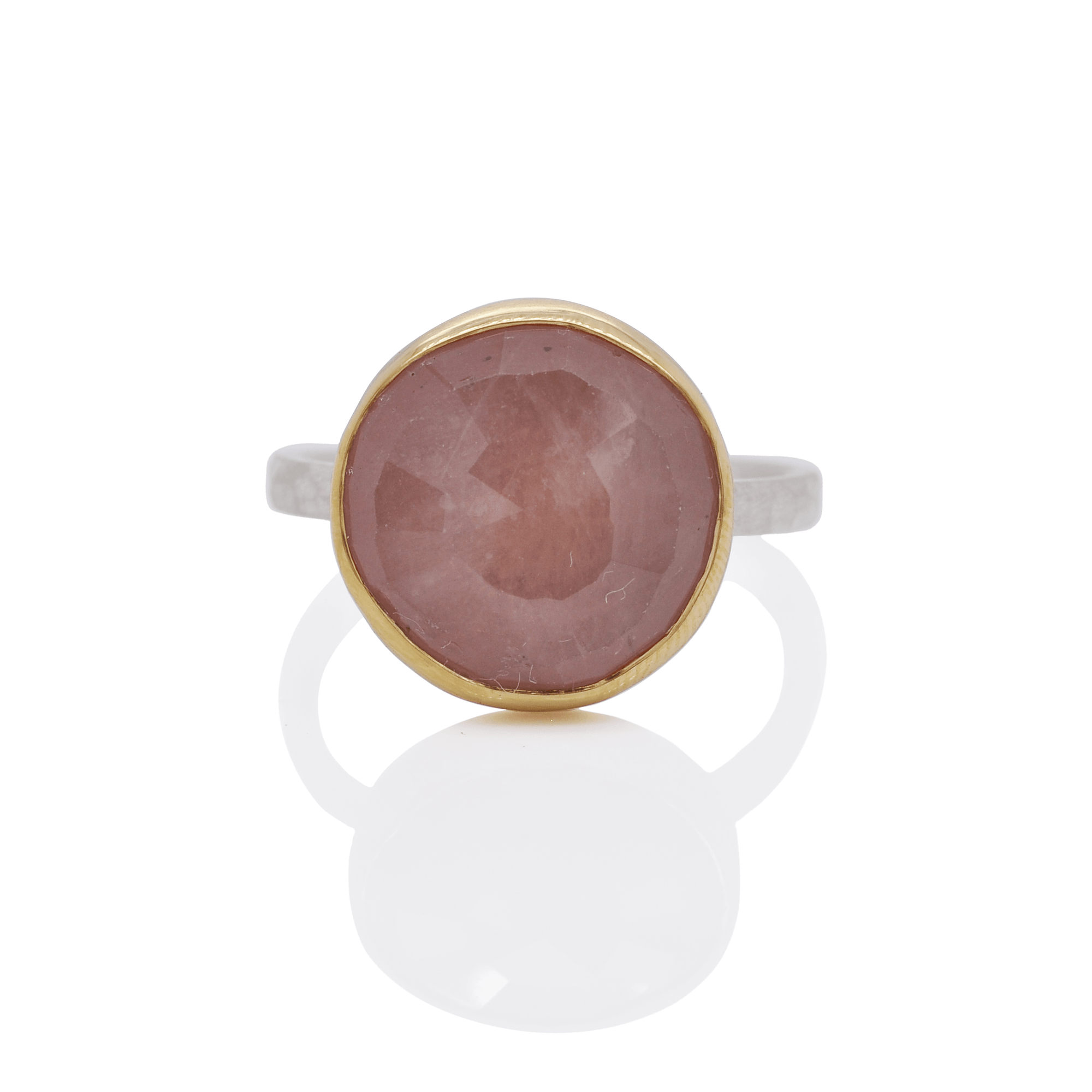 Rose Cut Pink Sapphire Ring in Yellow Gold and Silver