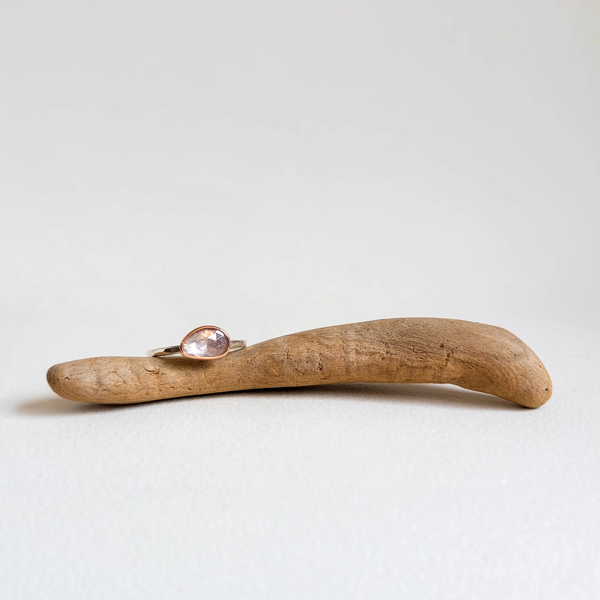 Light Pink Sapphire Ring in Rose Gold and Silver