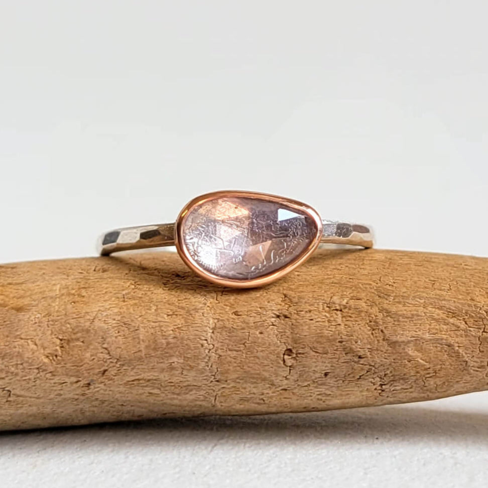 Light Pink Sapphire Ring in Rose Gold and Silver