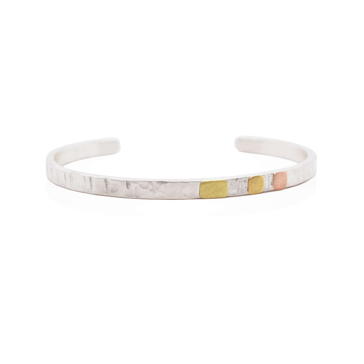 Cell Cuff in Random Hammered Sterling Silver with Mixed Golds