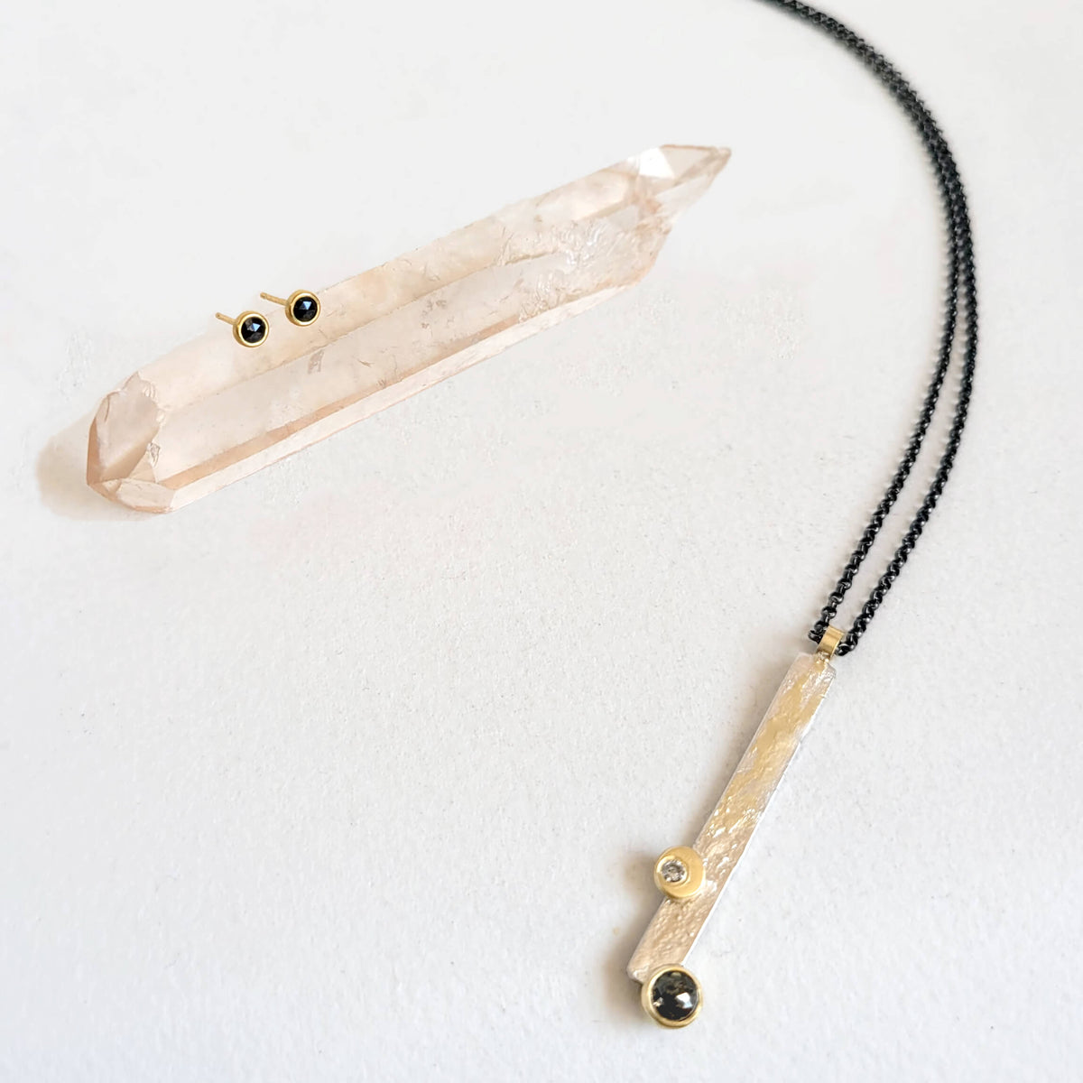 Salt and Pepper Double Diamond Necklace