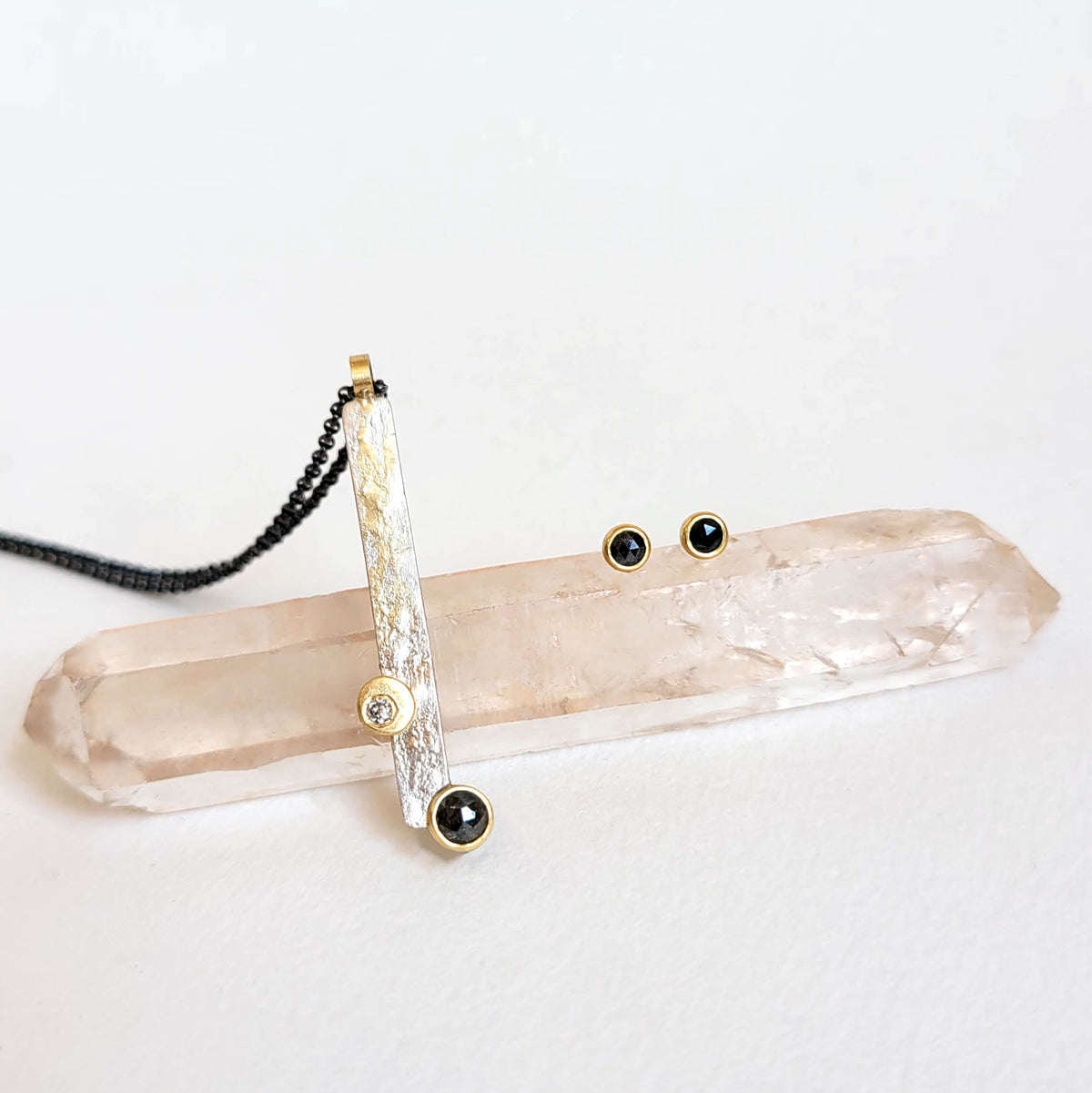 Salt and Pepper Double Diamond Necklace