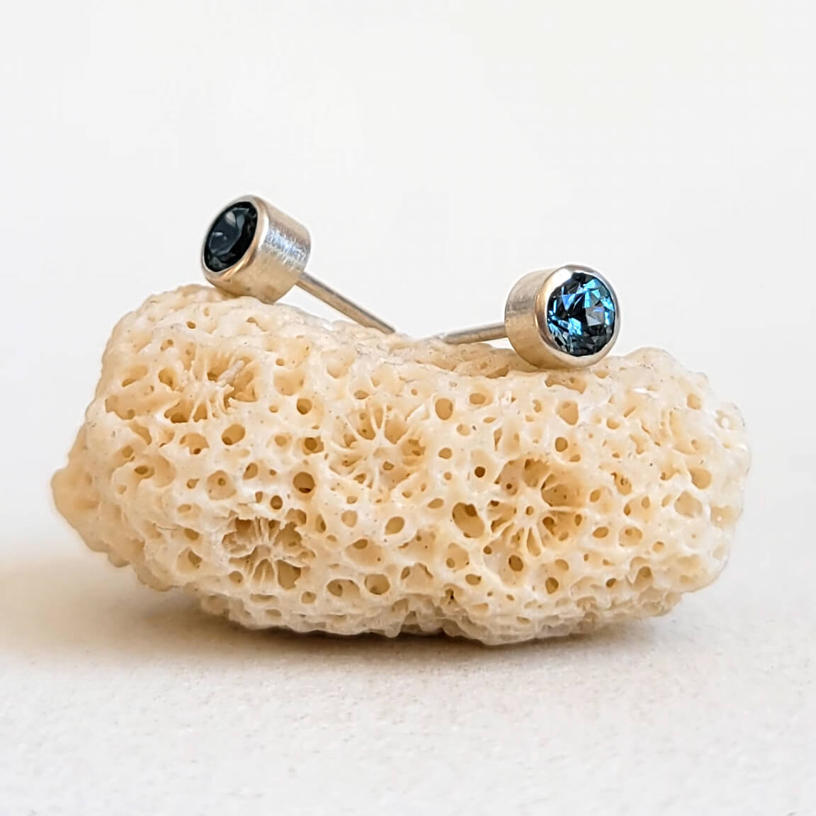 Round Brilliant Montana Sapphire Earrings in Sterling Silver