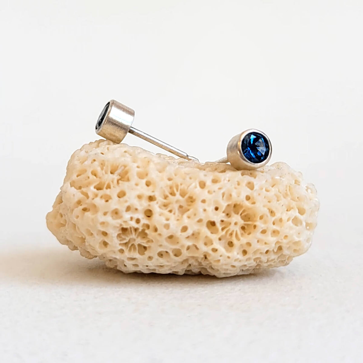 Round Brilliant Ceylon Sapphire Earrings in Sterling Silver