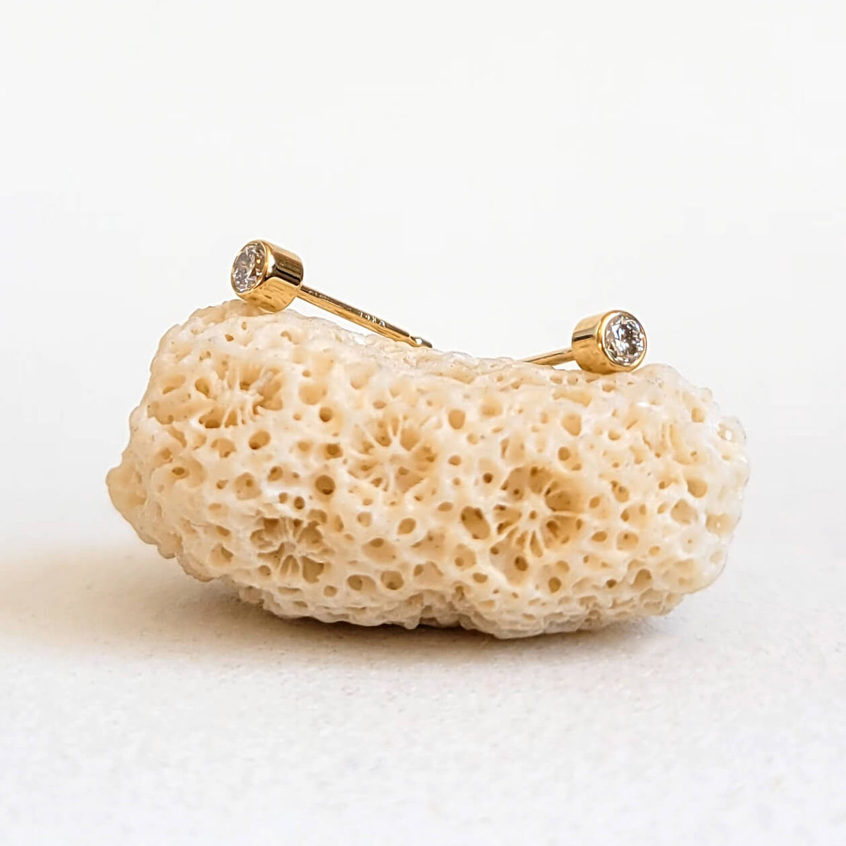 Dainty Lab-Grown White Diamond Earrings in Yellow Gold