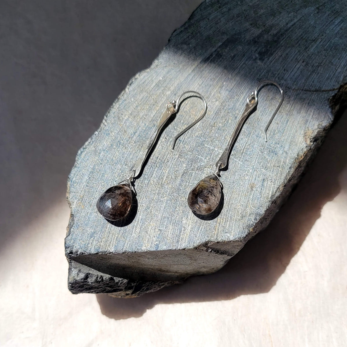 Twig Earrings wtih Tourmalated Amethyst Drops