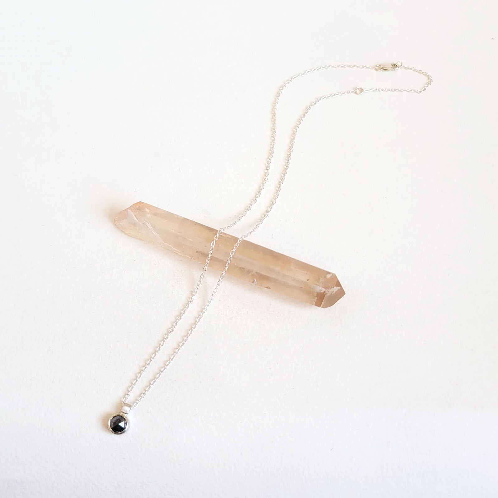 Rose Cut Gray Diamond Necklace in Sterling Silver