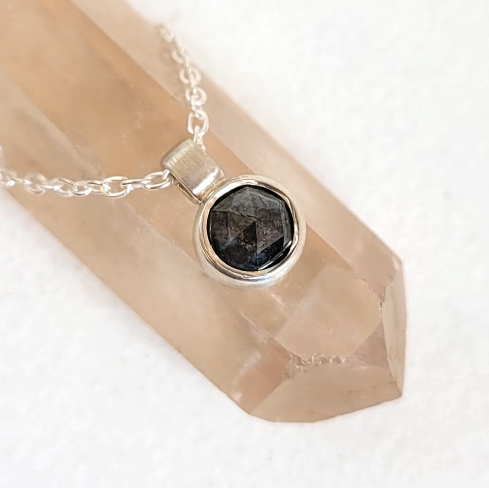 Rose Cut Gray Diamond Necklace in Sterling Silver