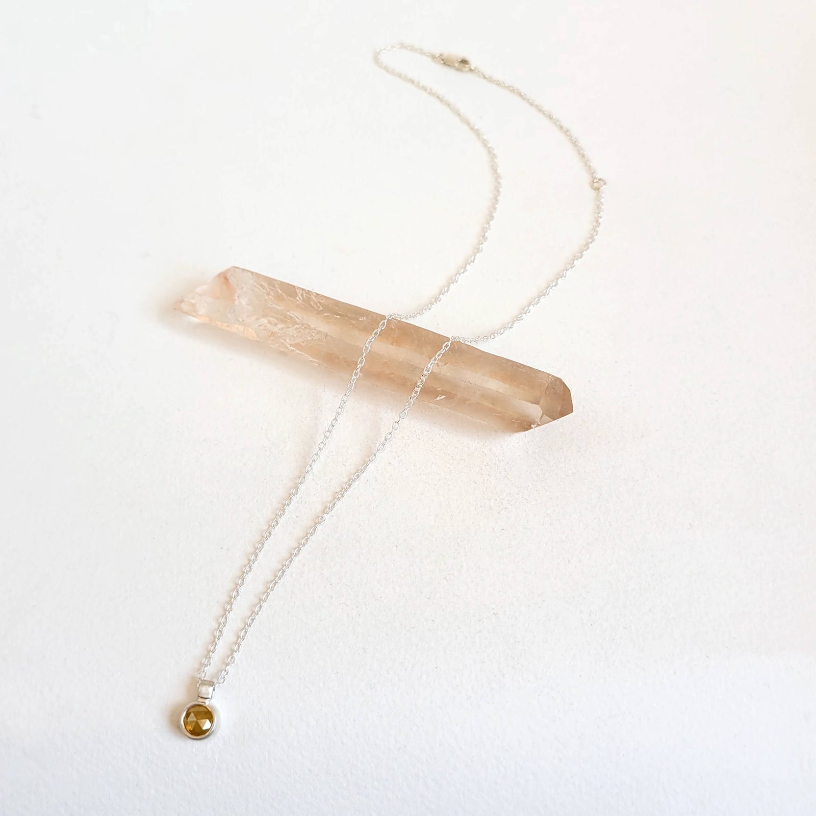 Rose Cut Yellow Diamond Necklace in Sterling Silver