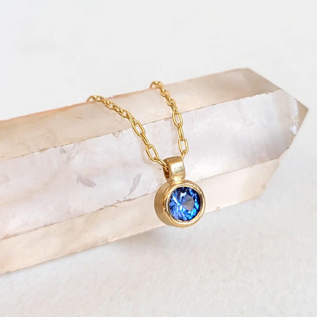 Blue Sapphire Necklace in Yellow Gold