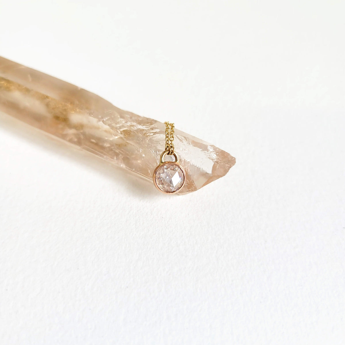 Rose Cut Moissanite Necklace in Gold