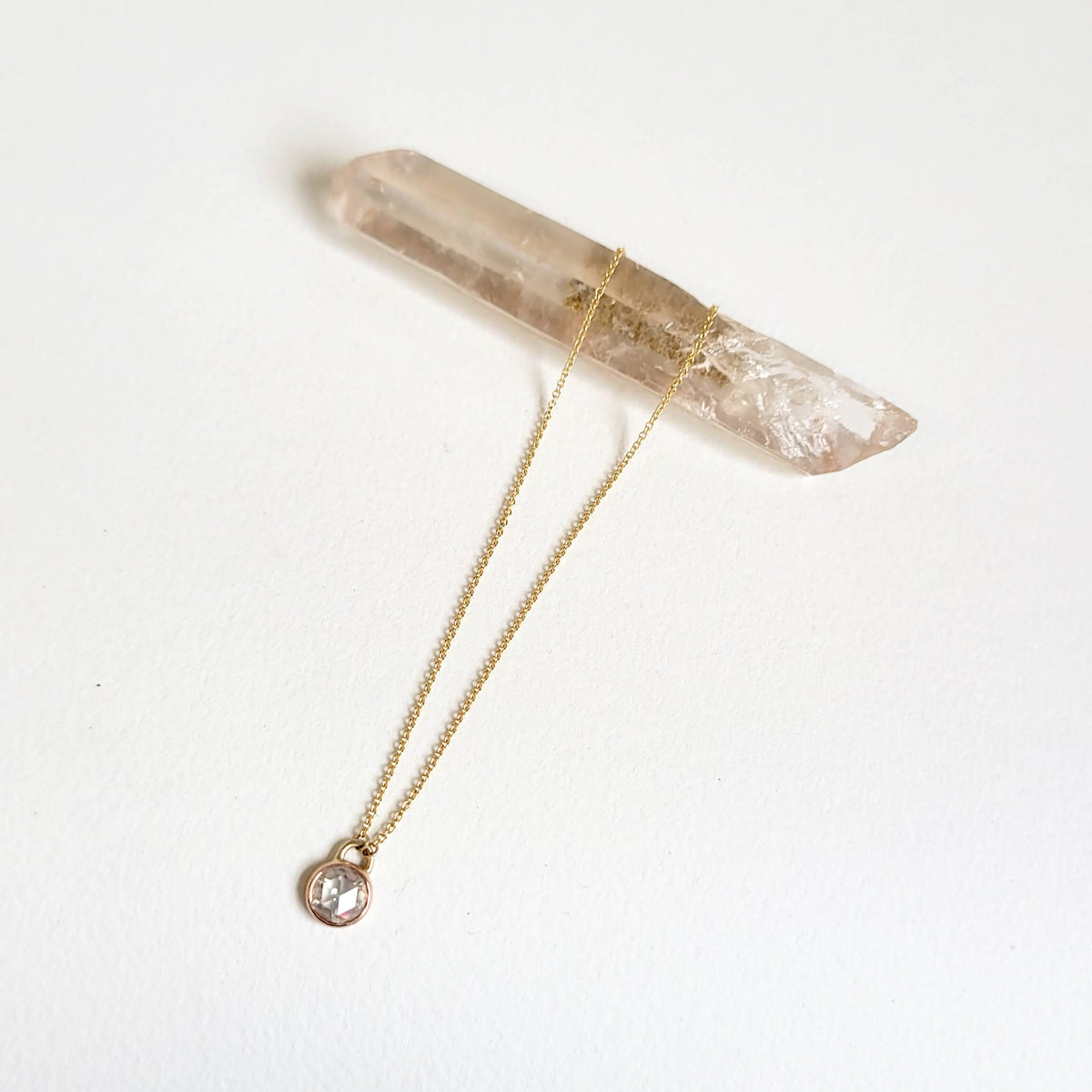 Rose Cut Moissanite Necklace in Gold