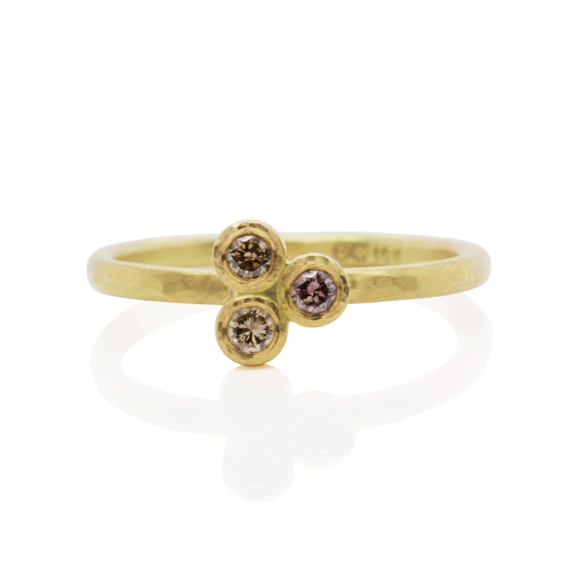 Champagne Diamond 3-Stone Ring in Yellow Gold