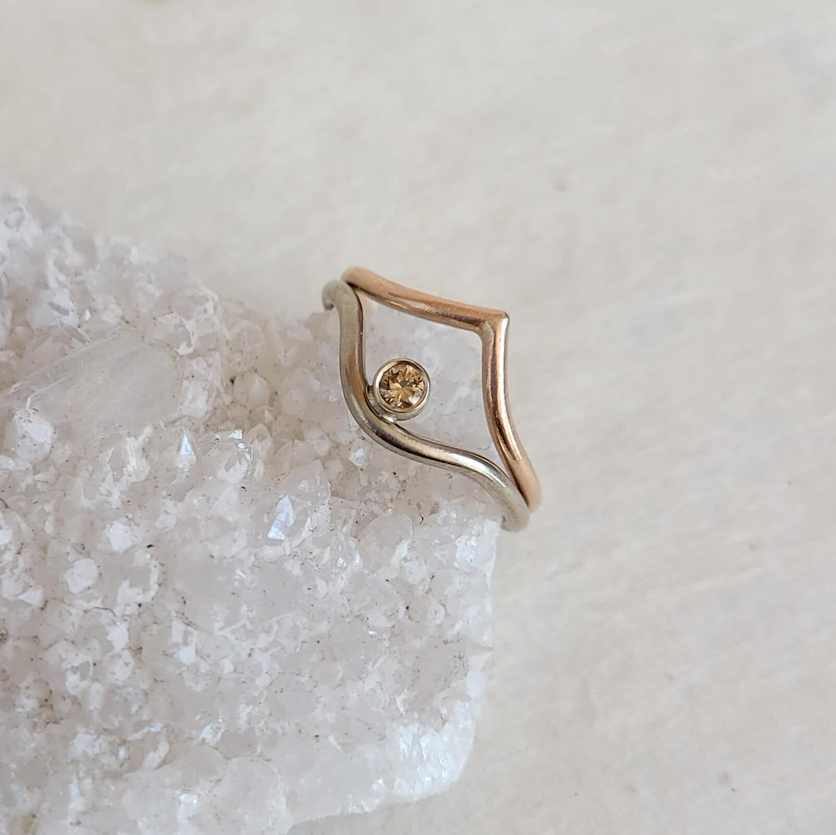 Chevron Contour Band in Rose Gold