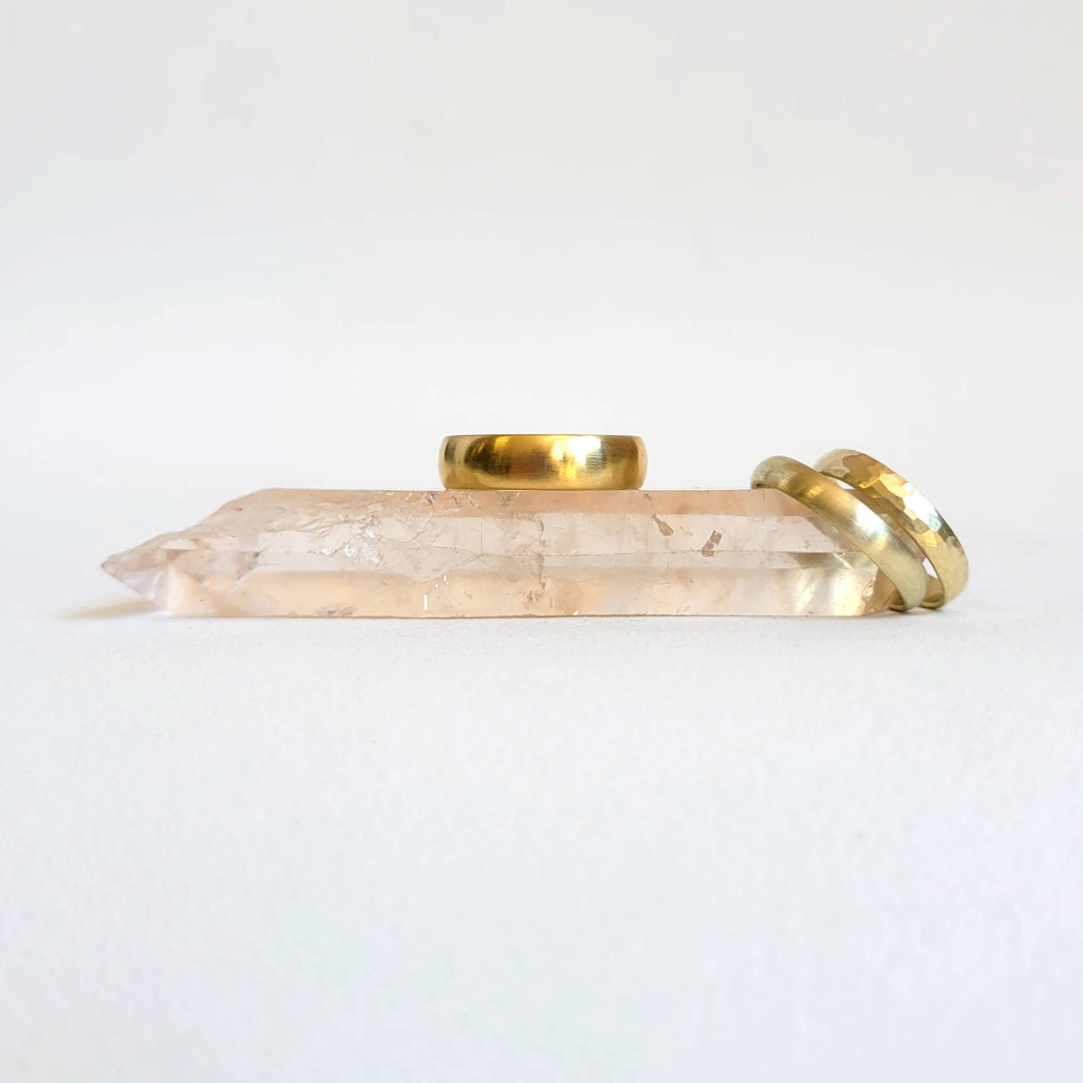 4mm Low Dome Hammered Band in 14k Green Gold