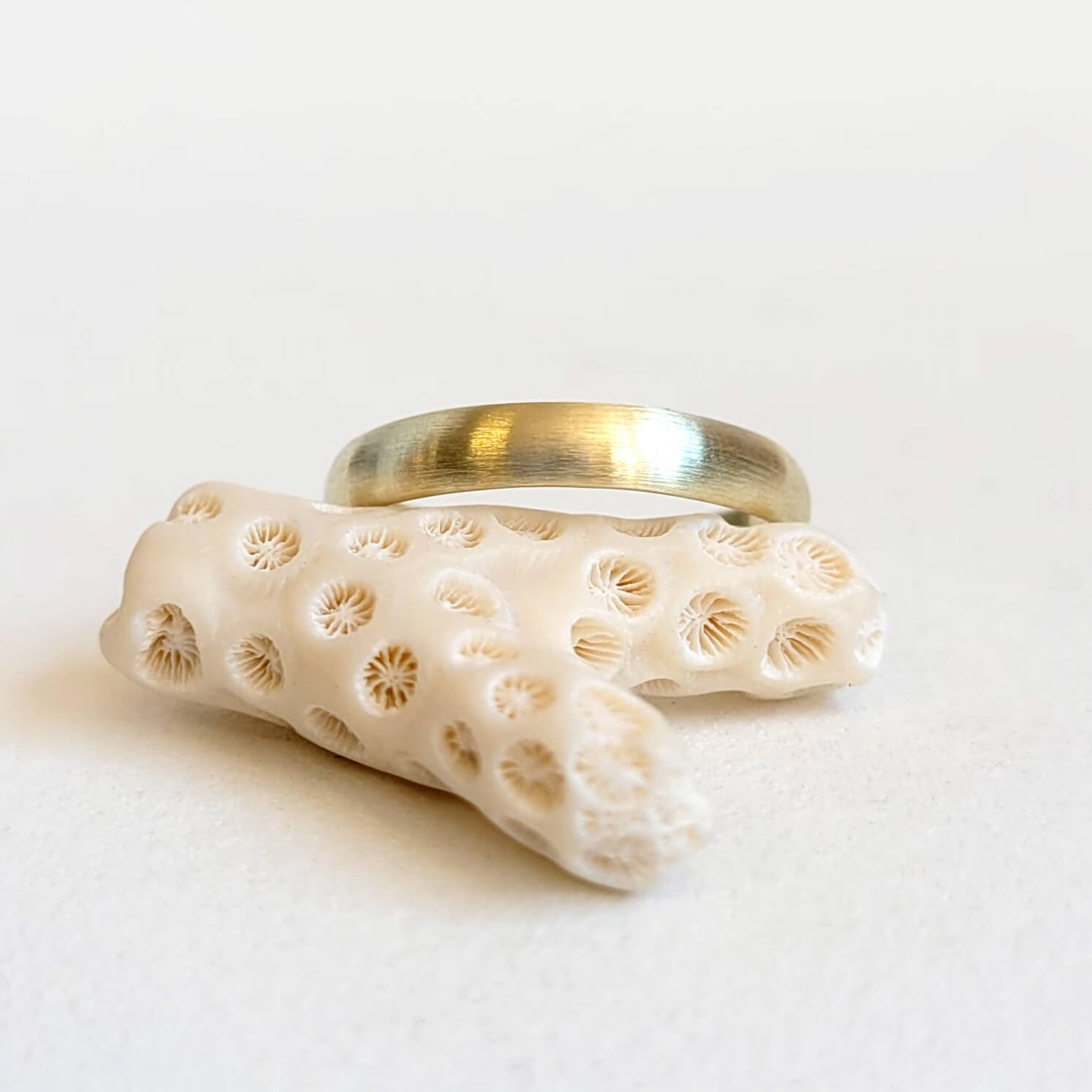 4mm Low Dome Band in Satin Finish 14k Green Gold