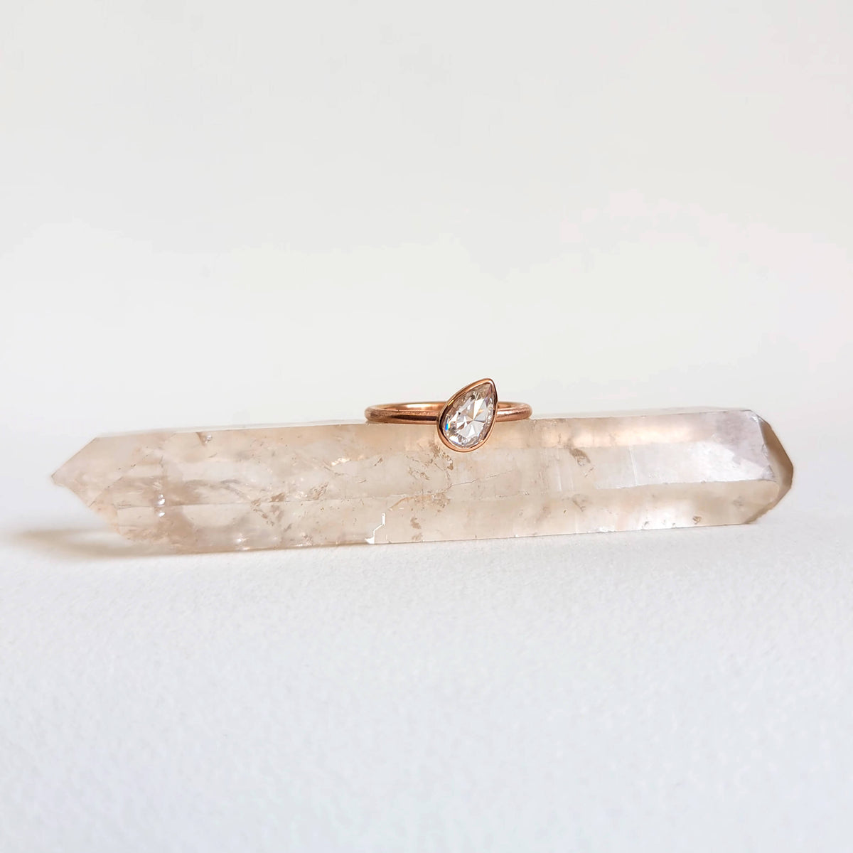 Teardrop Rose Cut Moissanite in Rose Gold
