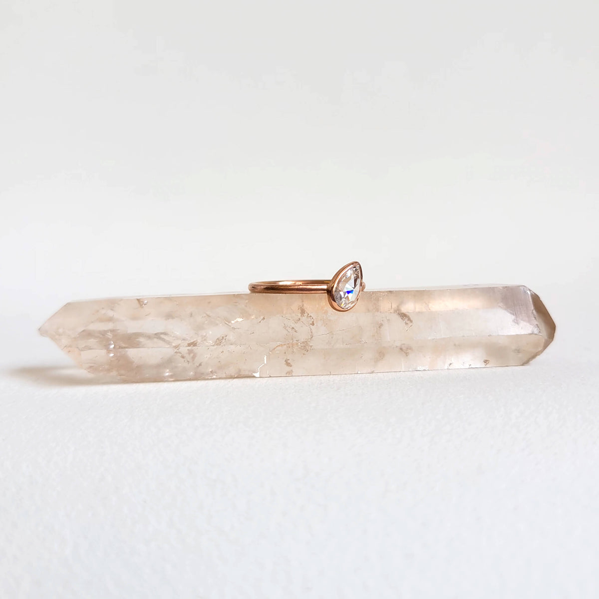 Teardrop Rose Cut Moissanite in Rose Gold