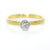 Hand hammered yellow gold band with bezel set round brilliant diamond. Handmade by EC Design Jewelry in Minneapolis, MN.