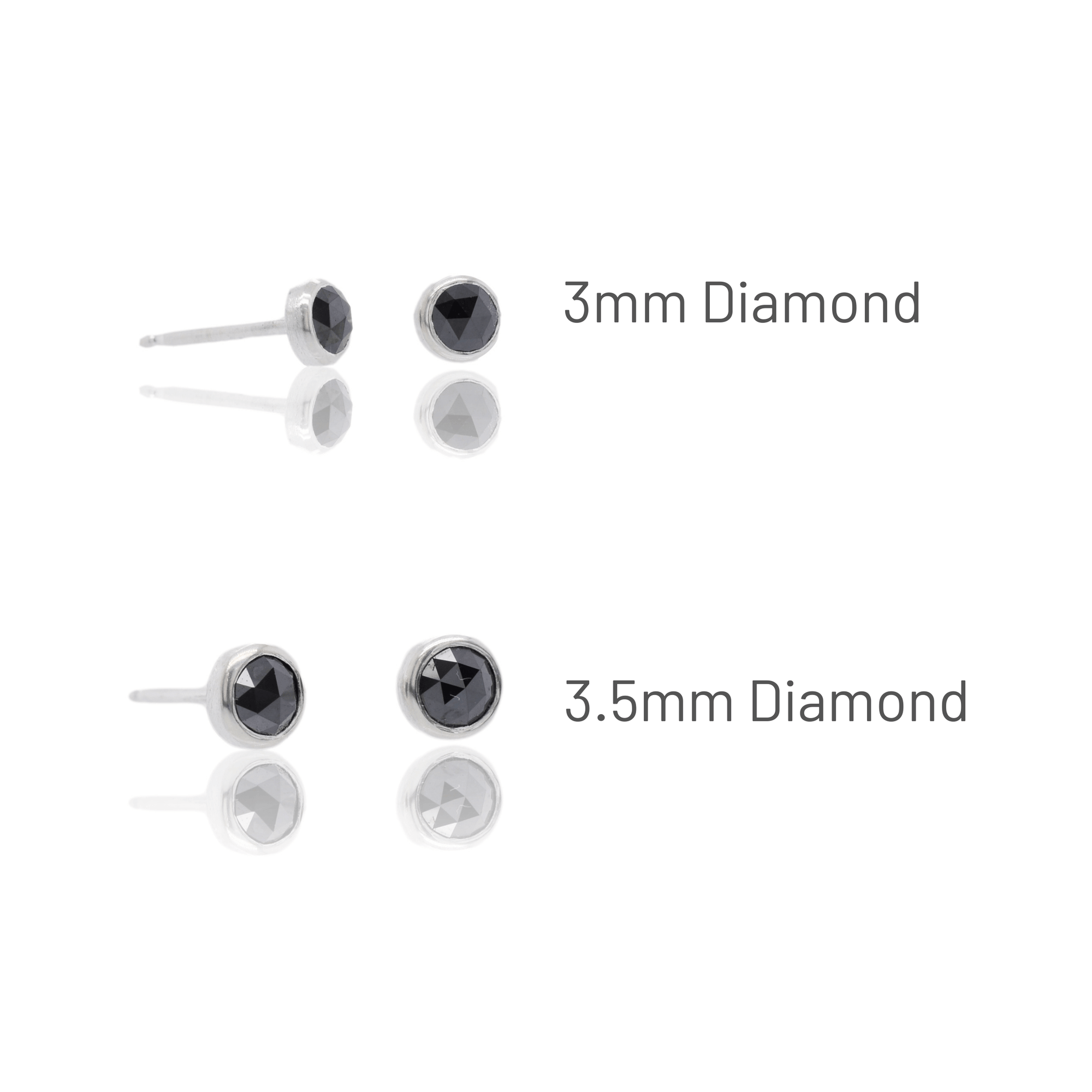 Black diamond stud earrings in sterling silver.