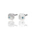 Hammered silver square studs with color enhanced blue diamonds. 