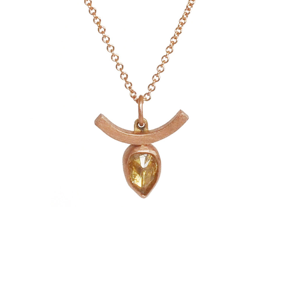 Taurus Pendant in 14k Rose Gold with a Yellow Diamond