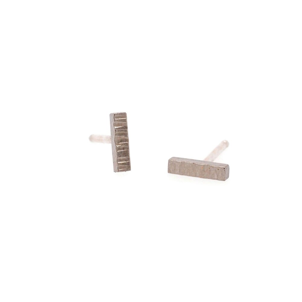 Long Mixed Metal Linear Hammered Bar Studs