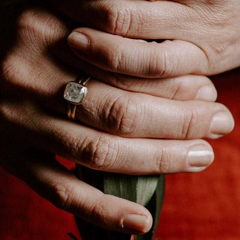 Handmade diamond and gold engagement ring. EC Design Jewelry, Minneapolis, MN.