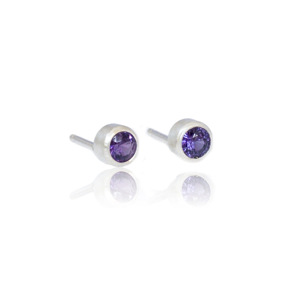 Sapphire studs in sterling silver.