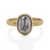 Oval Salt and Pepper Rose Cut Diamond Ring in Yellow Gold