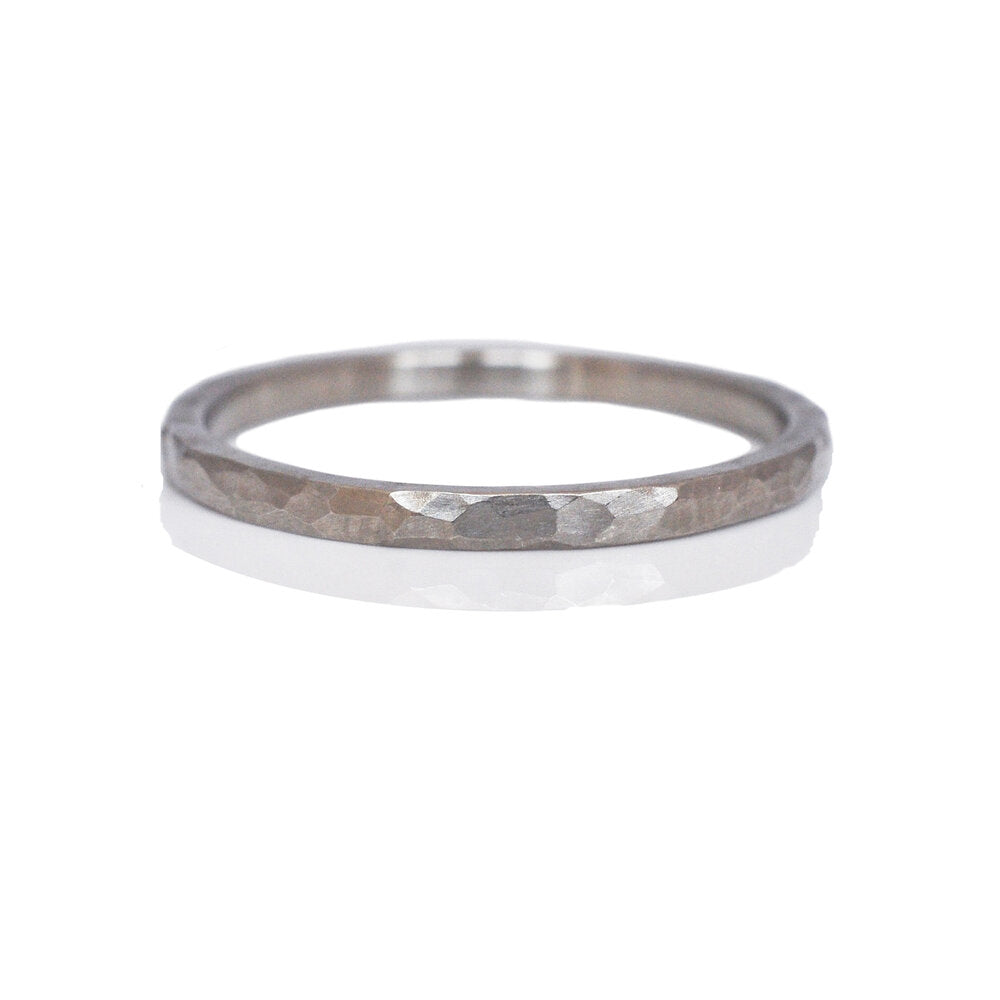 Palladium wedding band in a hammered finish. Handmade by EC Design Studio in Minneapolis, MN