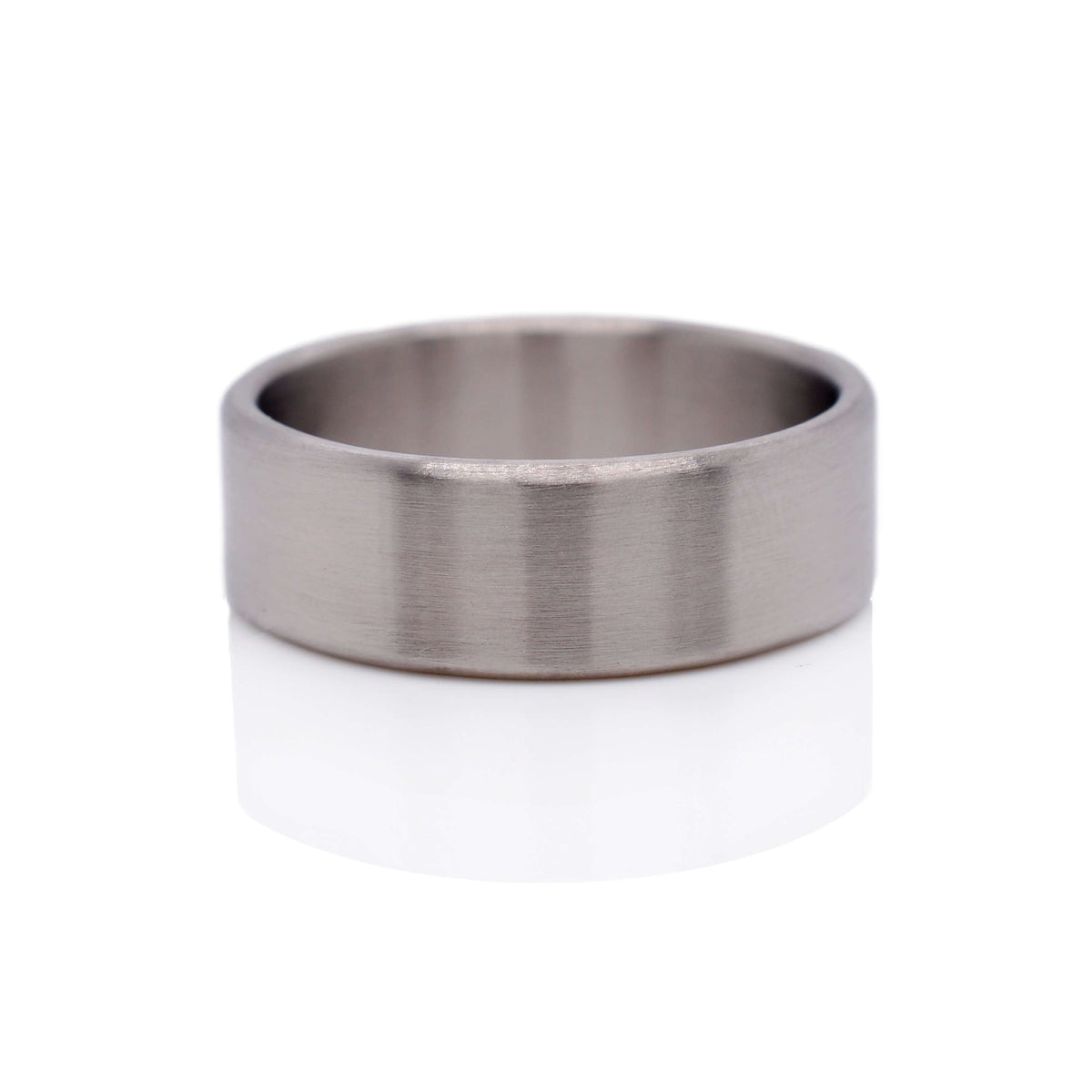 Satin finished palladium wedding band handmade with recycled metal. Made by EC Design Jewelry in Minneapolis, MN.
