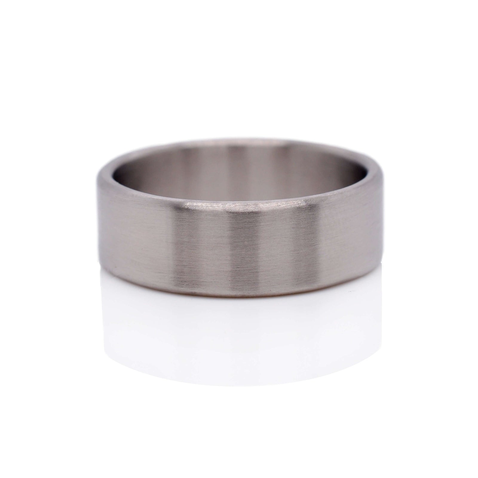 Satin finished palladium wedding band handmade with recycled metal. Made by EC Design Jewelry in Minneapolis, MN.