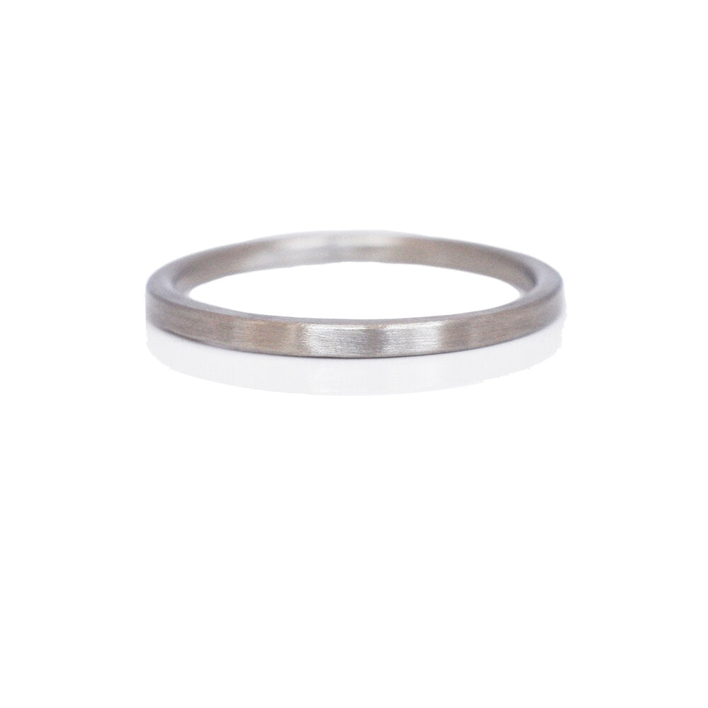 Satin finished palladium wedding band. Handmade by EC Design Studio in Minneapolis, MN using recycled metal.