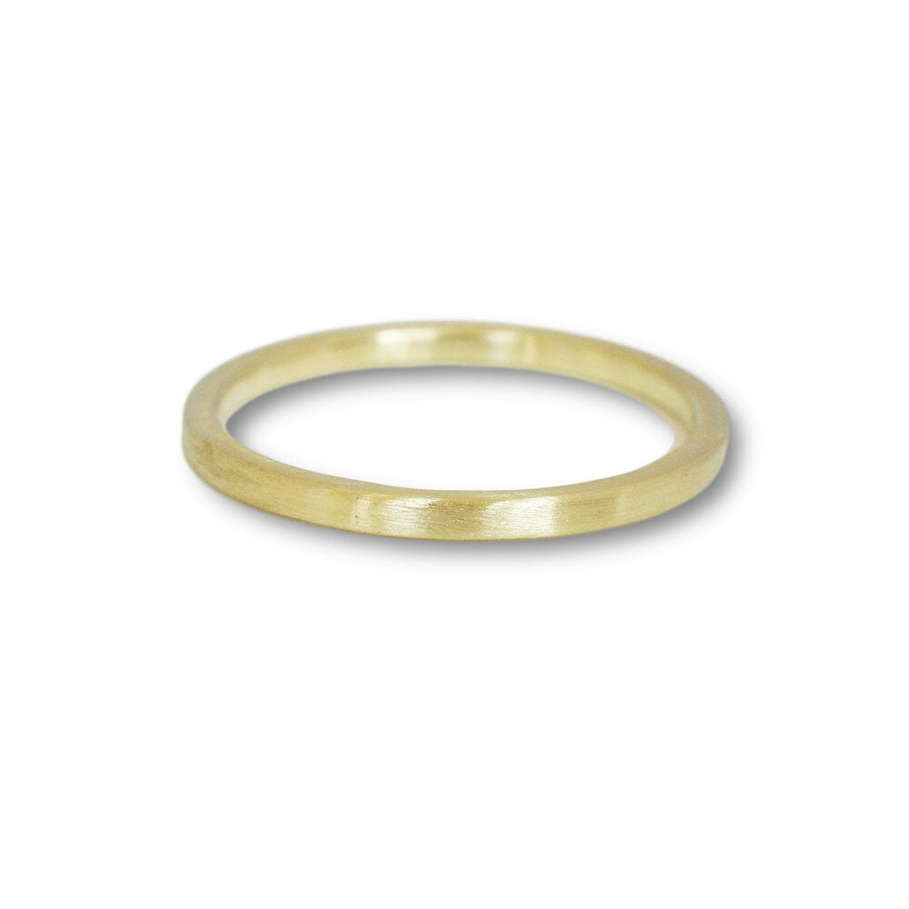 Classic green gold satin wedding band. Handmade by EC Design Studio in Minneapolis, MN using recycled metal.