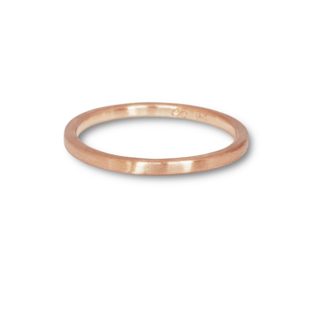 Satin red gold wedding band. Handmade by EC Design Studio in Minneapolis, MN using recycled metal.