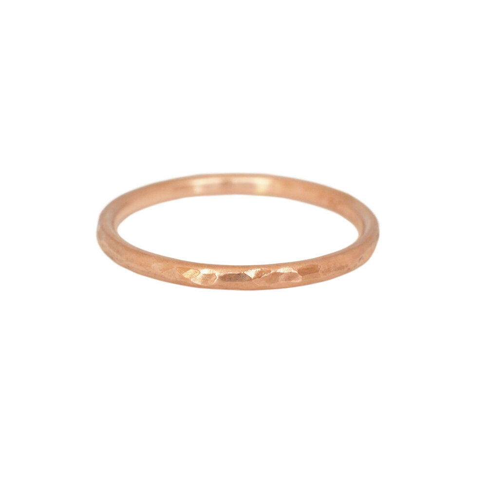Hammered wedding band in red gold. Handmade with recycled metal  by EC Design Studio in Minneapolis, MN. 